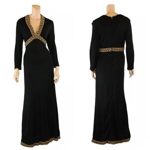 George Small New York Vintage 1970s Black Boho Maxi Party Dress size 9/10